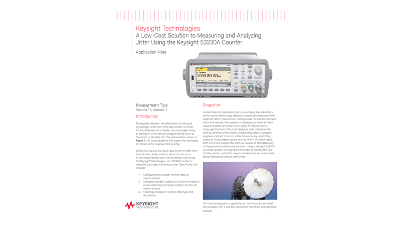 Low Cost Jitter Measurement and Analysis with 53230A Counter